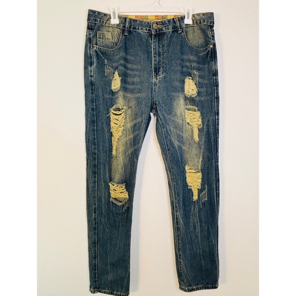 Unbranded Other - Mens Distressed Ripped Straight Leg Blue Denim Jeans Size 36 FZ/T81006-2017
